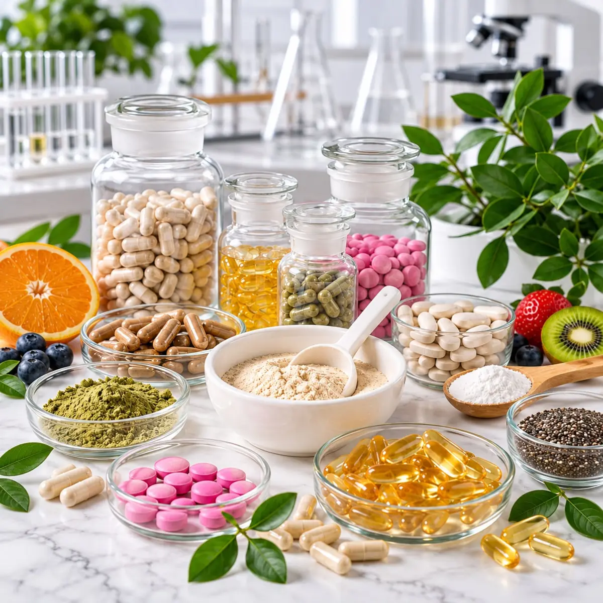 Vitaminas y suplementos de la línea alimenticia